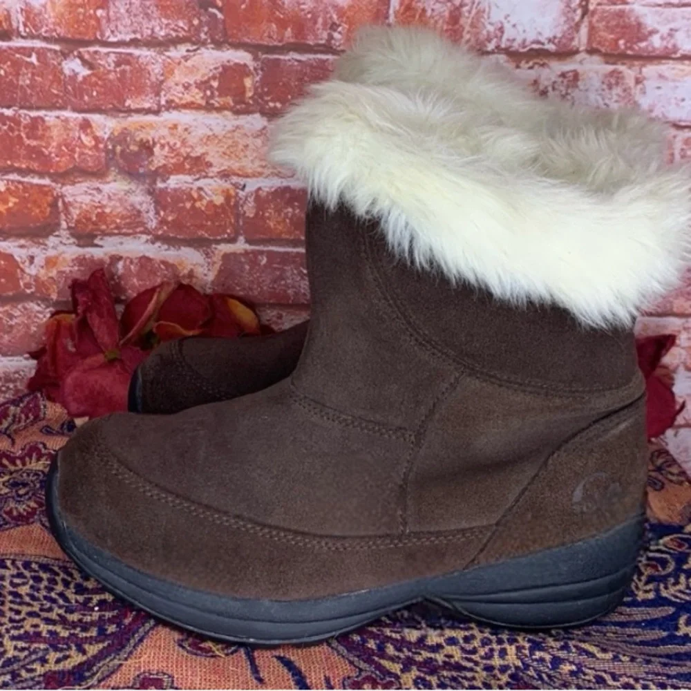 Sorel Chocolate Brown Waterproof Suede Fur Trimmed Northern Lite Ski Boo…